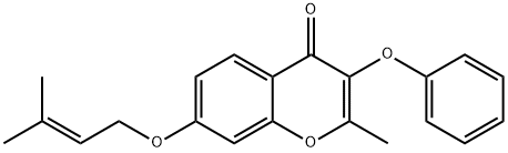 2-methyl-7-((3-methylbut-2-en-1-yl)oxy)-3-phenoxy-4H-chromen-4-one 구조식 이미지