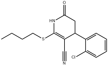 2-(butylthio)-4-(2-chlorophenyl)-6-oxo-1,4,5,6-tetrahydropyridine-3-carbonitrile Structure