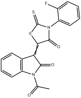 (Z)-5-(1-acetyl-2-oxoindolin-3-ylidene)-3-(2-fluorophenyl)-2-thioxothiazolidin-4-one Structure