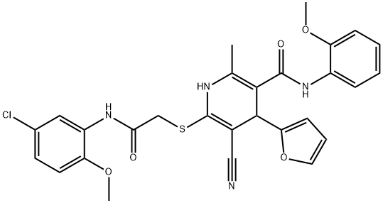 6-((2-((5-chloro-2-methoxyphenyl)amino)-2-oxoethyl)thio)-5-cyano-4-(furan-2-yl)-N-(2-methoxyphenyl)-2-methyl-1,4-dihydropyridine-3-carboxamide Structure