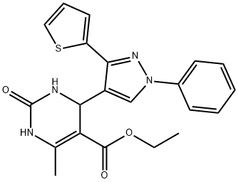 ethyl 6-methyl-2-oxo-4-(1-phenyl-3-(thiophen-2-yl)-1H-pyrazol-4-yl)-1,2,3,4-tetrahydropyrimidine-5-carboxylate Structure