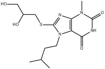 8-((2,3-dihydroxypropyl)thio)-7-isopentyl-3-methyl-3,7-dihydro-1H-purine-2,6-dione Structure