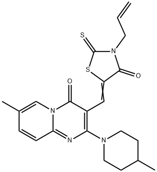 (Z)-3-allyl-5-((7-methyl-2-(4-methylpiperidin-1-yl)-4-oxo-4H-pyrido[1,2-a]pyrimidin-3-yl)methylene)-2-thioxothiazolidin-4-one Structure