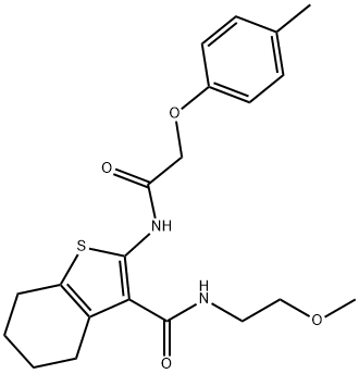 N-(2-methoxyethyl)-2-(2-(p-tolyloxy)acetamido)-4,5,6,7-tetrahydrobenzo[b]thiophene-3-carboxamide 구조식 이미지