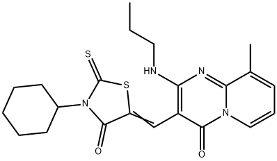 (Z)-3-cyclohexyl-5-((9-methyl-4-oxo-2-(propylamino)-4H-pyrido[1,2-a]pyrimidin-3-yl)methylene)-2-thioxothiazolidin-4-one 구조식 이미지