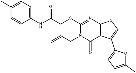 2-((3-allyl-5-(5-methylfuran-2-yl)-4-oxo-3,4-dihydrothieno[2,3-d]pyrimidin-2-yl)thio)-N-(p-tolyl)acetamide Structure