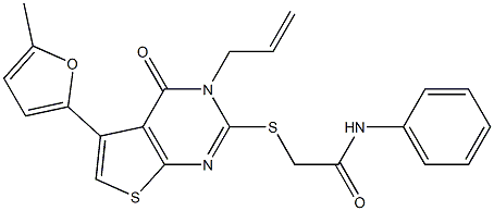 2-((3-allyl-5-(5-methylfuran-2-yl)-4-oxo-3,4-dihydrothieno[2,3-d]pyrimidin-2-yl)thio)-N-phenylacetamide Structure