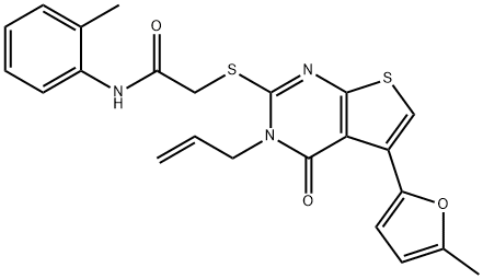 2-((3-allyl-5-(5-methylfuran-2-yl)-4-oxo-3,4-dihydrothieno[2,3-d]pyrimidin-2-yl)thio)-N-(o-tolyl)acetamide Structure