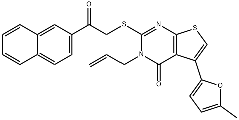 3-allyl-5-(5-methylfuran-2-yl)-2-((2-(naphthalen-2-yl)-2-oxoethyl)thio)thieno[2,3-d]pyrimidin-4(3H)-one Structure