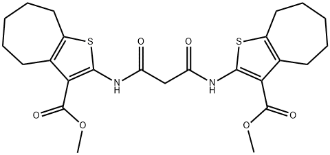 dimethyl 2,2-(malonylbis(azanediyl))bis(5,6,7,8-tetrahydro-4H-cyclohepta[b]thiophene-3-carboxylate) 구조식 이미지