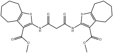 dimethyl 2,2-(malonylbis(azanediyl))bis(5,6,7,8-tetrahydro-4H-cyclohepta[b]thiophene-3-carboxylate) Structure