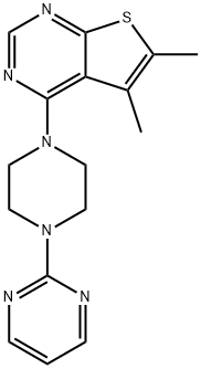 5,6-dimethyl-4-(4-(pyrimidin-2-yl)piperazin-1-yl)thieno[2,3-d]pyrimidine Structure