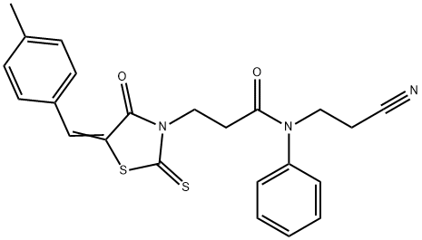 (E)-N-(2-cyanoethyl)-3-(5-(4-methylbenzylidene)-4-oxo-2-thioxothiazolidin-3-yl)-N-phenylpropanamide Structure