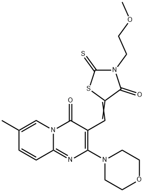 (Z)-3-(2-methoxyethyl)-5-((7-methyl-2-morpholino-4-oxo-4H-pyrido[1,2-a]pyrimidin-3-yl)methylene)-2-thioxothiazolidin-4-one Structure