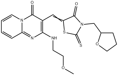 (Z)-5-((2-((2-methoxyethyl)amino)-4-oxo-4H-pyrido[1,2-a]pyrimidin-3-yl)methylene)-3-((tetrahydrofuran-2-yl)methyl)-2-thioxothiazolidin-4-one Structure