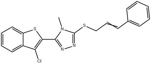 3-(3-chlorobenzo[b]thiophen-2-yl)-5-(cinnamylthio)-4-methyl-4H-1,2,4-triazole 구조식 이미지