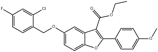 ethyl 5-((2-chloro-4-fluorobenzyl)oxy)-2-(4-methoxyphenyl)benzofuran-3-carboxylate Structure