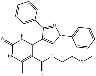 2-methoxyethyl 4-(1,3-diphenyl-1H-pyrazol-4-yl)-6-methyl-2-oxo-1,2,3,4-tetrahydropyrimidine-5-carboxylate 구조식 이미지