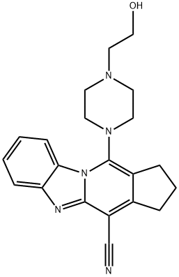 11-(4-(2-hydroxyethyl)piperazin-1-yl)-2,3-dihydro-1H-benzo[4,5]imidazo[1,2-a]cyclopenta[d]pyridine-4-carbonitrile 구조식 이미지