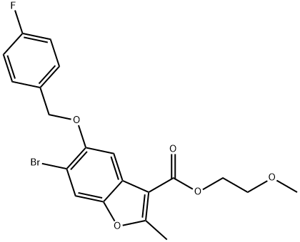 2-methoxyethyl 6-bromo-5-((4-fluorobenzyl)oxy)-2-methylbenzofuran-3-carboxylate 구조식 이미지