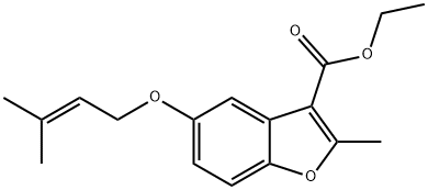 ethyl 2-methyl-5-((3-methylbut-2-en-1-yl)oxy)benzofuran-3-carboxylate 구조식 이미지