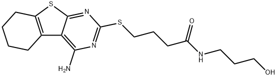 4-((4-amino-5,6,7,8-tetrahydrobenzo[4,5]thieno[2,3-d]pyrimidin-2-yl)thio)-N-(3-hydroxypropyl)butanamide Structure