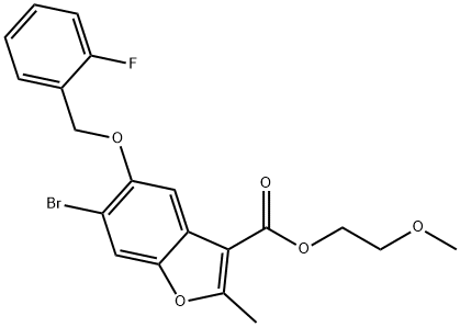 2-methoxyethyl 6-bromo-5-((2-fluorobenzyl)oxy)-2-methylbenzofuran-3-carboxylate Structure