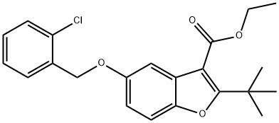 ethyl 2-(tert-butyl)-5-((2-chlorobenzyl)oxy)benzofuran-3-carboxylate Structure