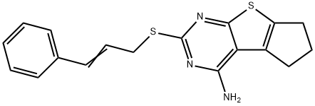 2-(cinnamylthio)-6,7-dihydro-5H-cyclopenta[4,5]thieno[2,3-d]pyrimidin-4-amine Structure