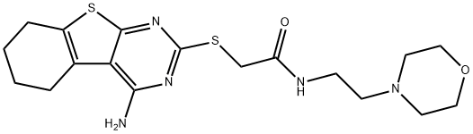 2-((4-amino-5,6,7,8-tetrahydrobenzo[4,5]thieno[2,3-d]pyrimidin-2-yl)thio)-N-(2-morpholinoethyl)acetamide 구조식 이미지