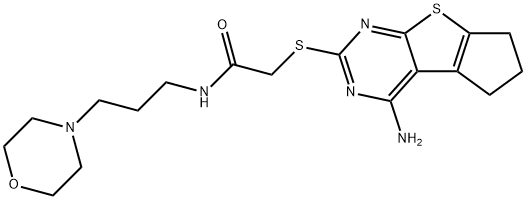 2-((4-amino-6,7-dihydro-5H-cyclopenta[4,5]thieno[2,3-d]pyrimidin-2-yl)thio)-N-(3-morpholinopropyl)acetamide Structure