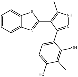 4-(4-(benzo[d]thiazol-2-yl)-5-methyl-1H-pyrazol-3-yl)-2-methylbenzene-1,3-diol Structure