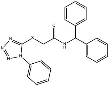 N-(diphenylmethyl)-2-[(1-phenyl-1H-tetrazol-5-yl)sulfanyl]acetamide 구조식 이미지