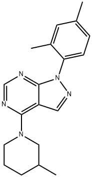 1-(2,4-dimethylphenyl)-4-(3-methylpiperidin-1-yl)-1H-pyrazolo[3,4-d]pyrimidine 구조식 이미지