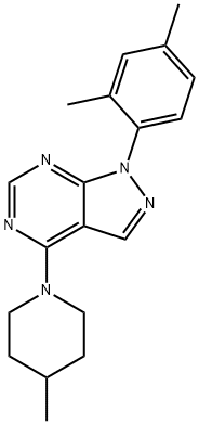 1-(2,4-dimethylphenyl)-4-(4-methylpiperidin-1-yl)-1H-pyrazolo[3,4-d]pyrimidine 구조식 이미지