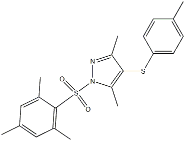 1-(mesitylsulfonyl)-3,5-dimethyl-4-(p-tolylthio)-1H-pyrazole 구조식 이미지