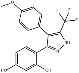 4-(4-(4-methoxyphenyl)-5-(trifluoromethyl)-1H-pyrazol-3-yl)benzene-1,3-diol 구조식 이미지