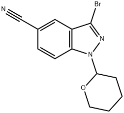 3-bromo-1-(tetrahydro-2H-pyran-2-yl)-1H-indazole-5-carbonitrile 구조식 이미지