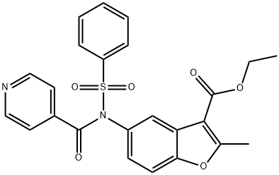 ethyl 2-methyl-5-(N-(phenylsulfonyl)isonicotinamido)benzofuran-3-carboxylate 구조식 이미지