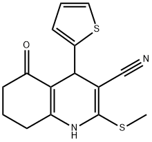 2-(methylthio)-5-oxo-4-(thiophen-2-yl)-1,4,5,6,7,8-hexahydroquinoline-3-carbonitrile Structure