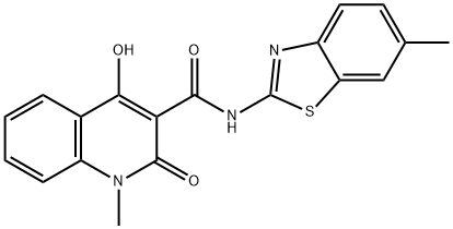 4-Hydroxy-1-methyl-2-oxo-1,2-dihydro-quinoline-3-carboxylic acid (6-methyl-benzothiazol-2-yl)-amide Structure