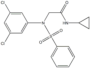 2-[N-(benzenesulfonyl)-3,5-dichloroanilino]-N-cyclopropylacetamide Structure