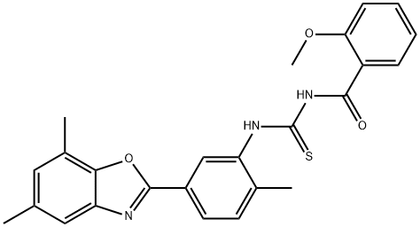 N-{[5-(5,7-dimethyl-1,3-benzoxazol-2-yl)-2-methylphenyl]carbamothioyl}-2-methoxybenzamide Structure