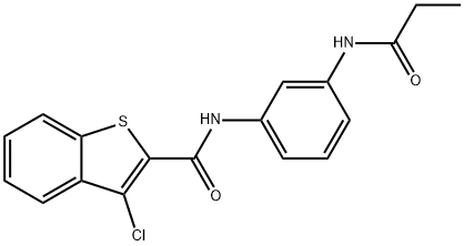 3-chloro-N-[3-(propanoylamino)phenyl]-1-benzothiophene-2-carboxamide 구조식 이미지