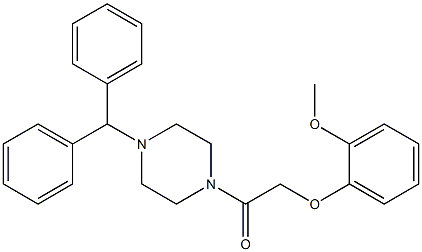 1-(diphenylmethyl)-4-[(2-methoxyphenoxy)acetyl]piperazine Structure