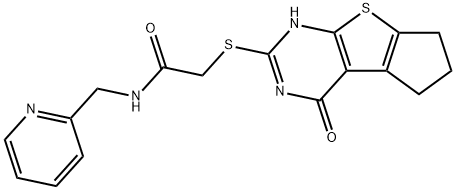 2-((4-oxo-3,5,6,7-tetrahydro-4H-cyclopenta[4,5]thieno[2,3-d]pyrimidin-2-yl)thio)-N-(pyridin-2-ylmethyl)acetamide Structure