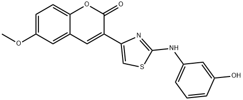 3-(2-((3-hydroxyphenyl)amino)thiazol-4-yl)-6-methoxy-2H-chromen-2-one 구조식 이미지