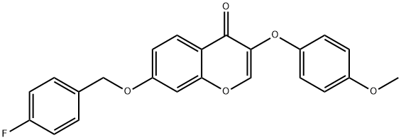 7-[(4-fluorophenyl)methoxy]-3-(4-methoxyphenoxy)chromen-4-one 구조식 이미지