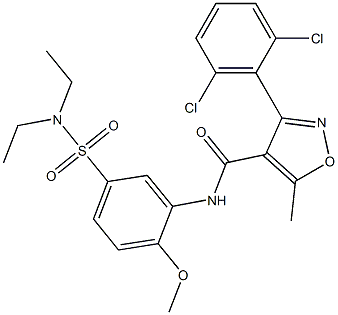 3-(2,6-dichlorophenyl)-N-[5-(diethylsulfamoyl)-2-methoxyphenyl]-5-methyl-1,2-oxazole-4-carboxamide Structure