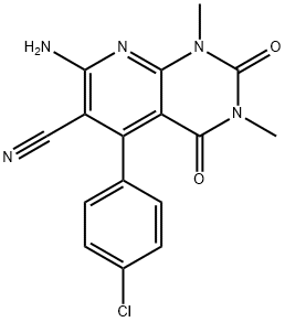 7-amino-5-(4-chlorophenyl)-1,3-dimethyl-2,4-dioxo-1,2,3,4-tetrahydropyrido[2,3-d]pyrimidine-6-carbonitrile 구조식 이미지